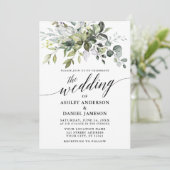 Calligrafie Waterverf Greenery Sage Green Wedding Kaart (Staand voorkant)