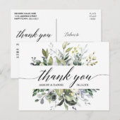 Calligrafie Waterverf Groene Bruiloft Dank Je Briefkaart (Voorkant / Achterkant)