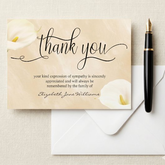 Calligrafie Waterverf Lelies Funeral Bedankt