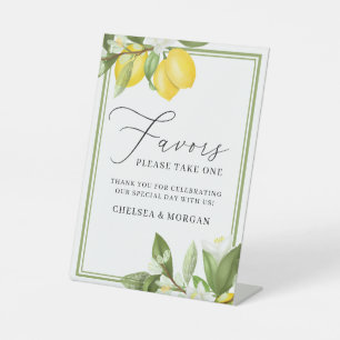 Calligrafie Waterverf Lemons Wedding Favor Reclamebord Met Voetstuk