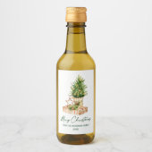 Calligrafie - Waterverf met groene inkt - kerstboo Wijn Etiket (Voorkant)