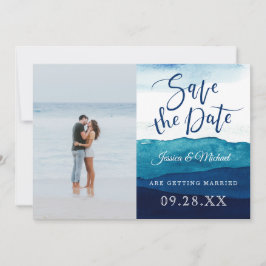 Calligrafie Waterverf Navy Deep Blue Foto Save The Date