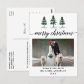 Calligrafie Waterverf Pines Weddenschap Foto Briefkaart (Voorkant / Achterkant)