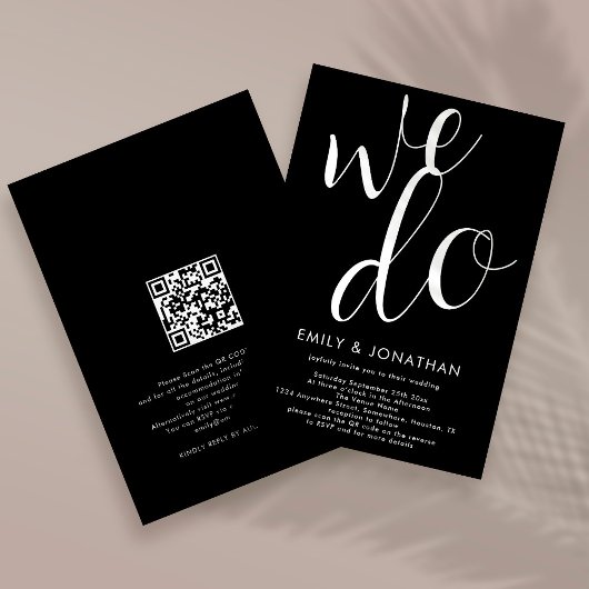 Calligrafie We doen QR Code Weddenschap Black Kaart