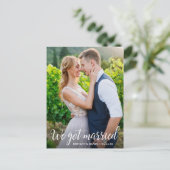 Calligrafie we hebben een huwelijkskoppel foto briefkaart (Staand voorkant)