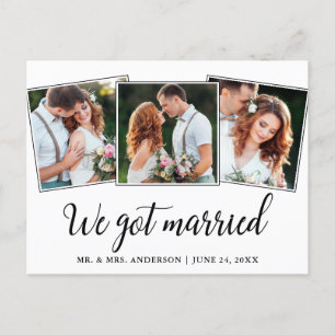 Calligrafie We hebben huwelijk 3 foto Briefkaart
