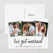 Calligrafie We hebben huwelijk 3 foto Briefkaart (Voorkant / Achterkant)