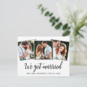 Calligrafie We hebben huwelijk 3 foto Briefkaart (Staand voorkant)