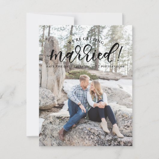 Calligrafie We worden getrouwd met Save the Date (Voorkant)