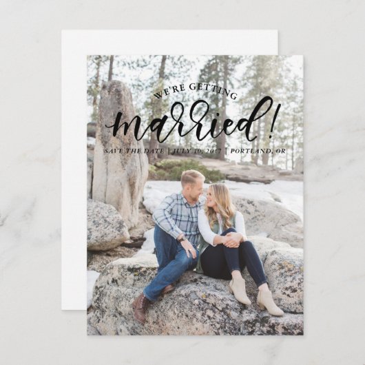 Calligrafie We worden getrouwd met Save the Date (Voorkant / Achterkant)