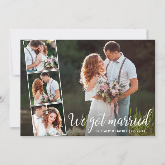Calligrafie We zijn getrouwd 4 Foto Aankondiging (Voorkant)