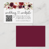 Calligrafie Web QR Burgundy Floral Informatiekaartje (Voorkant / Achterkant)