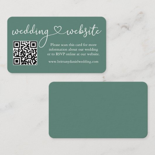 Calligrafie Web QR Eucalyptus Green Informatiekaartje (Voorkant / Achterkant)