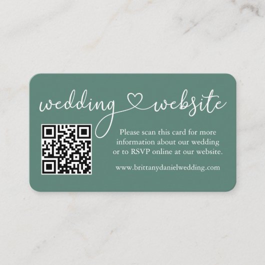 Calligrafie Web QR Eucalyptus Green Informatiekaartje (Voorkant)