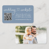 Calligrafie Web QR Foto Dusty Blue Informatiekaartje (Voorkant / Achterkant)