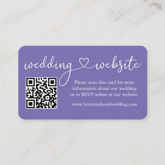 Calligrafie Web QR Foto Periwinkle Informatiekaartje (Voorkant)