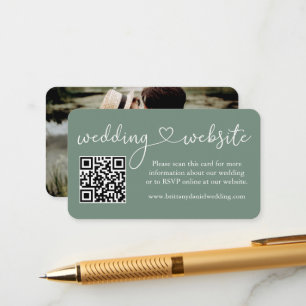 Calligrafie Web QR Foto Sage Green Informatiekaartje