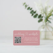 Calligrafie Web QR Photo Dusty Roos Heart Wedding Informatiekaartje (Staand voorkant)