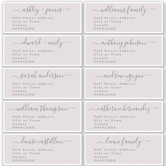 Calligrafie-weddenschap Adresetiketten UK Layout Sticker (Voorkant)