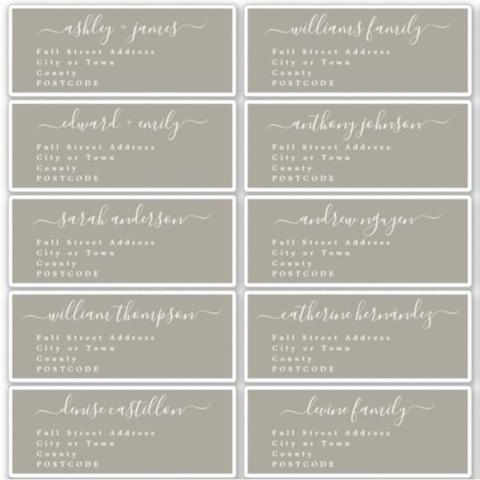 Calligrafie-weddenschap Adresetiketten UK Layout Sticker (Voorkant)