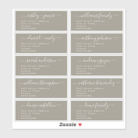 Calligrafie-weddenschap Adresetiketten UK Layout Sticker (Vel)