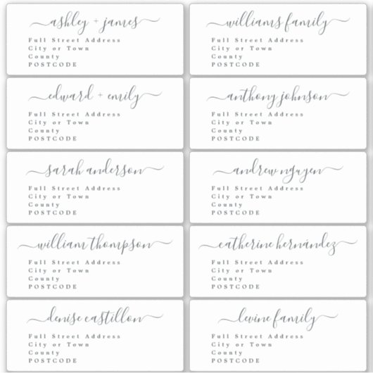 Calligrafie-weddenschap Adresetiketten UK Layout Sticker (Voorkant)