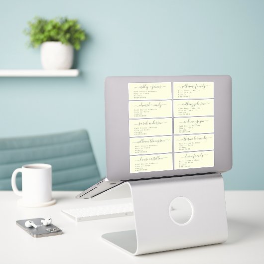 Calligrafie-weddenschap Adresetiketten UK Layout Sticker (Laptop op bureau)