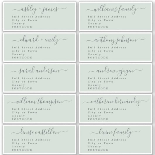 Calligrafie-weddenschap Adresetiketten UK Layout Sticker (Voorkant)
