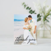 Calligrafie Weddenschap Bride Groom Foto bedankt B Briefkaart (Staand voorkant)