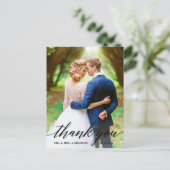 Calligrafie | Weddenschap Bride Groom Foto bedankt Briefkaart (Staand voorkant)