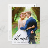 Calligrafie | Weddenschap Bride Groom Foto bedankt Briefkaart (Voorkant / Achterkant)