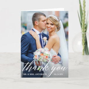 Calligrafie Weddenschap Bride Groom Foto Fold Bedankkaart