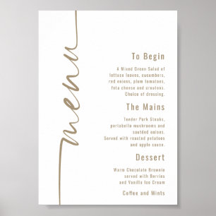 Calligrafie Weddenschap Champagne Gold Menu Poster