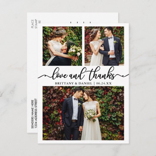 Calligrafie Weddenschap Collage 3 Foto Hartelijk d Briefkaart (Voorkant / Achterkant)