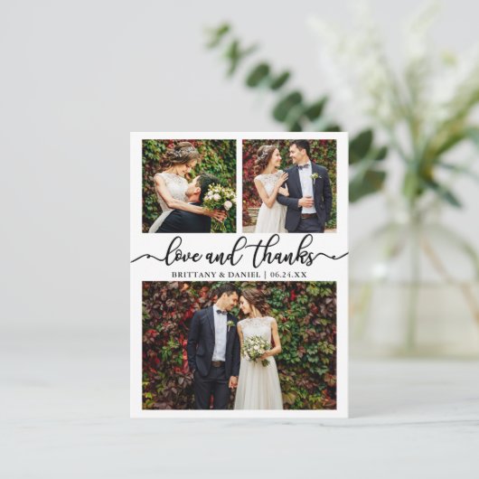 Calligrafie Weddenschap Collage 3 Foto Hartelijk d Briefkaart (Staand voorkant)