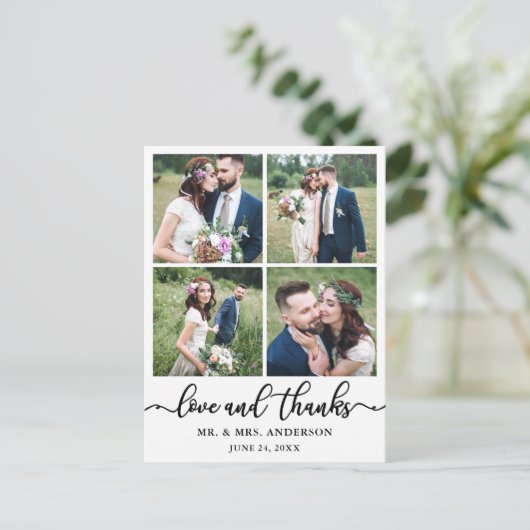 Calligrafie Weddenschap Collage 4 Foto Hartelijk d Briefkaart (Staand voorkant)