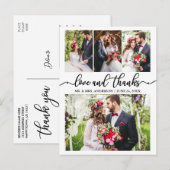 Calligrafie Weddenschap Collage Love Bedankt 4 Fot Briefkaart (Voorkant / Achterkant)