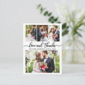 Calligrafie Weddenschap Collage Love Bedankt 4 Fot Briefkaart (Staand voorkant)