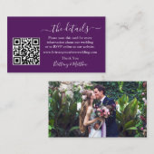 Calligrafie Weddenschap Details Web QR Foto Paars Informatiekaartje (Voorkant / Achterkant)