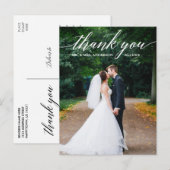 Calligrafie Weddenschap Foto Elegant Bedankt Briefkaart (Voorkant / Achterkant)