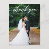 Calligrafie Weddenschap Foto Elegant Bedankt Briefkaart (Voorkant)