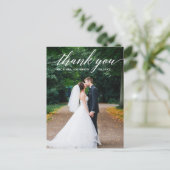 Calligrafie Weddenschap Foto Elegant Bedankt Briefkaart (Staand voorkant)