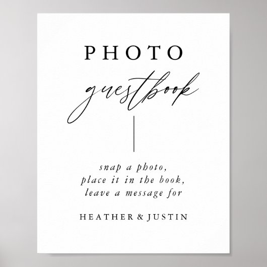 Calligrafie Weddenschap Foto Guestbook Sign Poster (Voorkant)