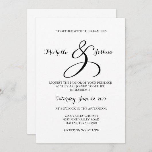 Calligrafie-weddenschap Kaart (Voorkant / Achterkant)