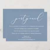 Calligrafie Weddenschap Uitgestelde Stusty Blue Ca Save The Date (Voorkant / Achterkant)