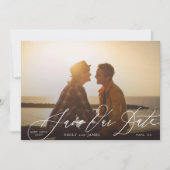 Calligrafie Weddenschap Zwart en Witte QR Code Fot Save The Date (Voorkant)