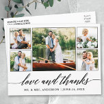 Calligrafie Wedding 5 Foto's en Bedankt Briefkaart<br><div class="desc">Moderne Calligrafie Script 5 Foto Collage Wedding Love and Bedankt Briefkaart</div>