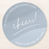 Calligrafie Wedding Cheers Dusty Blue ID771 Ronde Kartonnen Onderzetter (Voorkant)