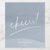 Calligrafie Wedding Cheers Dusty Blue ID771 Wijn Etiket (Enkel label)