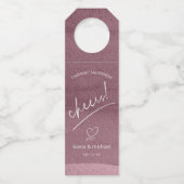 Calligrafie Wedding Cheers Mauve ID771 Flessenhanger (Voorkant)